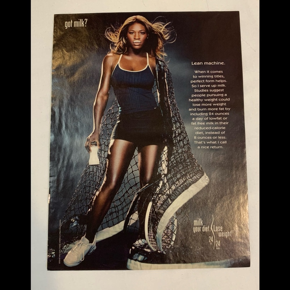 Serena Williams 2005 Got Milk Mustache Tennis Body Magazine Ad
